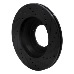 Land Rover Defender 90 Brake Rotor (1) - Front Left - R1 Concepts - Drilled & Slotted - Black - `90-`16